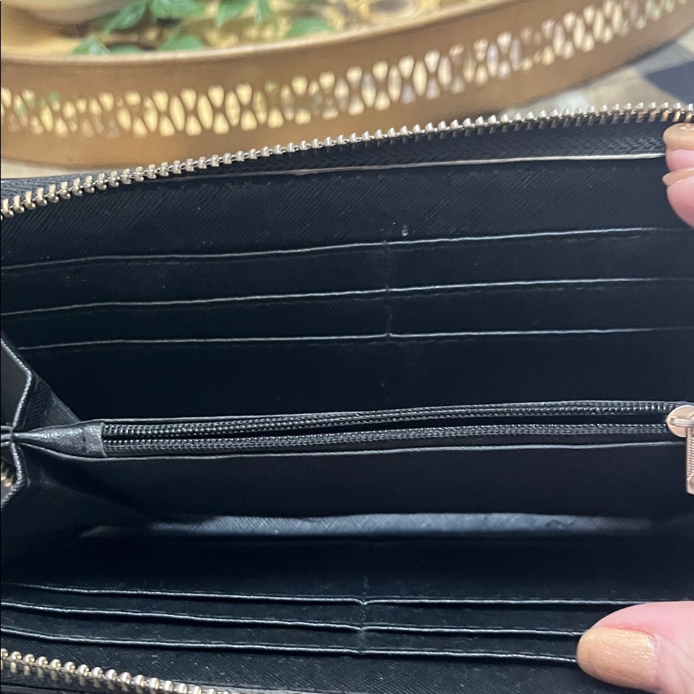 Source Unknown Black Quilted Zip-Around Wallet Wi… - image 2